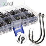 DONQL 500pcs/ Set Fishing Hooks Barbed Circle High Carbon Steel Fishhook Carp Fly Fishing Hook Sea Accessories Tackle